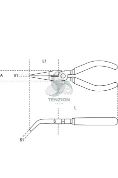 Pinza A Becchi Mezzotondi Lunghissimi Piegati Zigrinati Cromata Manici PVC Antiscivolo 2