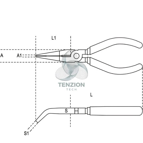 Pinza A Becchi Mezzotondi Lunghissimi Piegati Zigrinati Cromata Manici PVC Antiscivolo