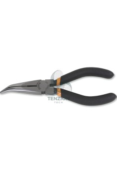 Pinza A Becchi Mezzotondi Lunghissimi Piegati Zigrinati Manici PVC Antiscivolo