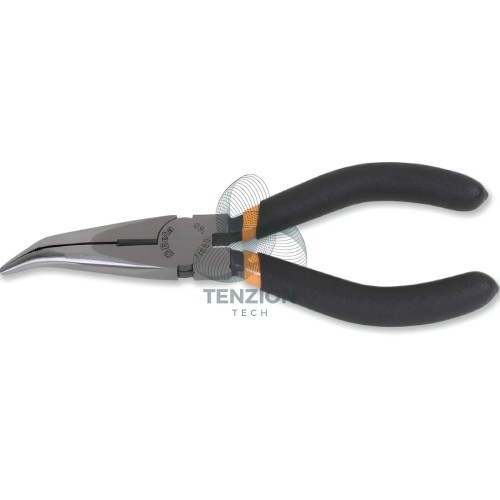 Pinza A Becchi Mezzotondi Lunghissimi Piegati Zigrinati Manici PVC Antiscivolo