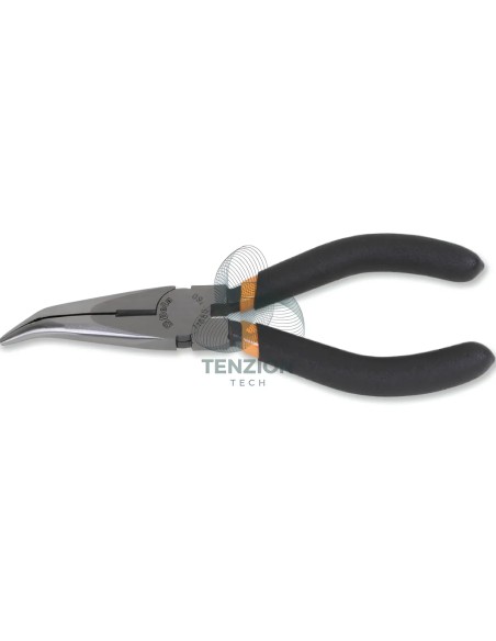 Pinza A Becchi Mezzotondi Lunghissimi Piegati Zigrinati Manici PVC Antiscivolo