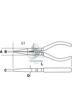 Pinza A Becchi Mezzotondi Lunghissimi Piegati Zigrinati Manici PVC Antiscivolo 2
