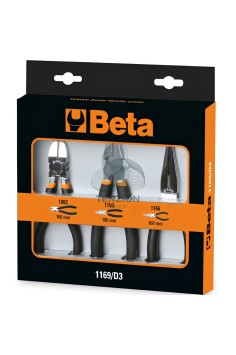 Set 3 Pinze Universale Becchi Mezzotondi Lunghi E Tronchese Cromate Manici PVC Antiscivolo