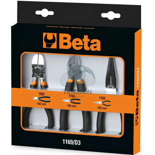 Set 3 Pinze Universale Becchi Mezzotondi Lunghi E Tronchese Cromate Manici PVC Antiscivolo