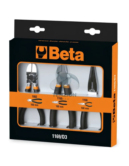 Set 3 Pinze Universale Becchi Mezzotondi Lunghi E Tronchese Cromate Manici PVC Antiscivolo