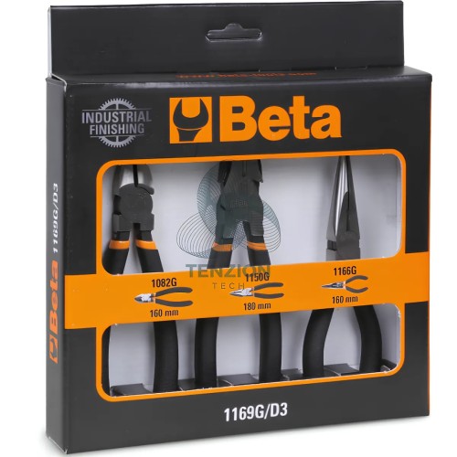Set 3 Pinze Universale Becchi Mezzotondi Lunghi E Tronchese Cromate Impugnatura Bimateriale