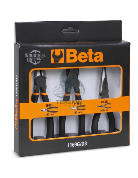 Set 3 Pinze Universale Becchi Mezzotondi Lunghi E Tronchese Cromate Impugnatura Bimateriale