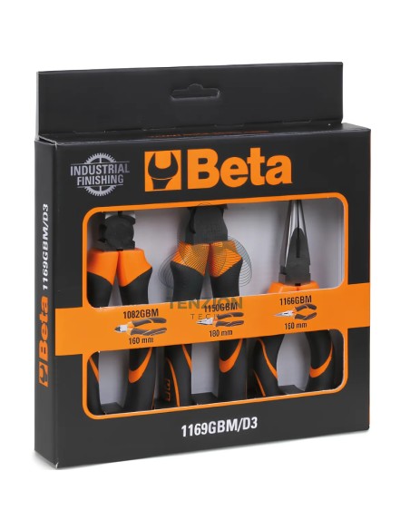 Set 3 Pinze Universale Becchi Mezzotondi Lunghi E Tronchese Impugnatura Bimateriale