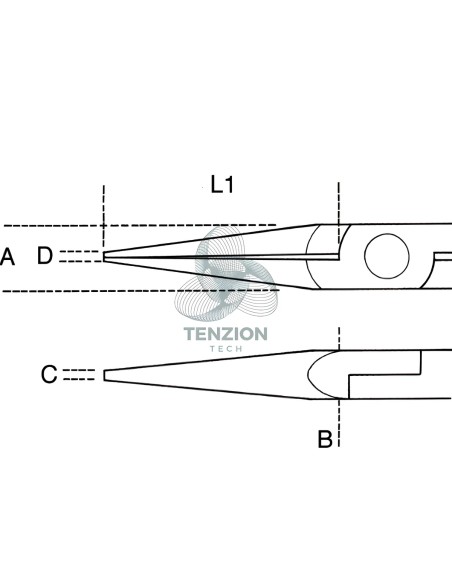 Pinza Per Elettronica Becchi Mezzotondi Lunghi Lisci Impugnatura Bimateriale