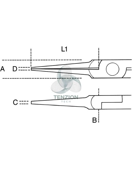 Pinza Per Elettronica Becchi Mezzotondi Lunghi Lisci Rastremati Impugnatura Bimateriale