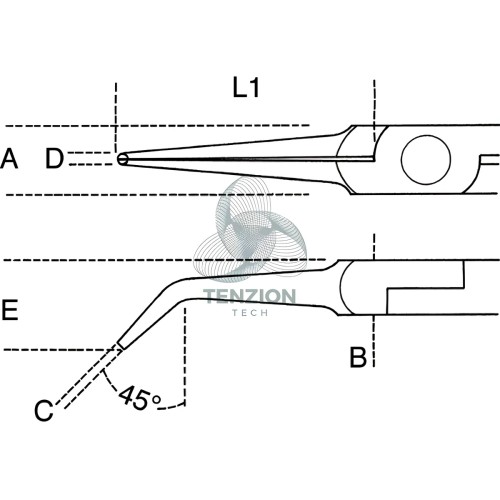 Pinza Per Elettronica Becchi Mezzotondi Lunghi Lisci Rastremati Piegati Impugnatura Bimateriale
