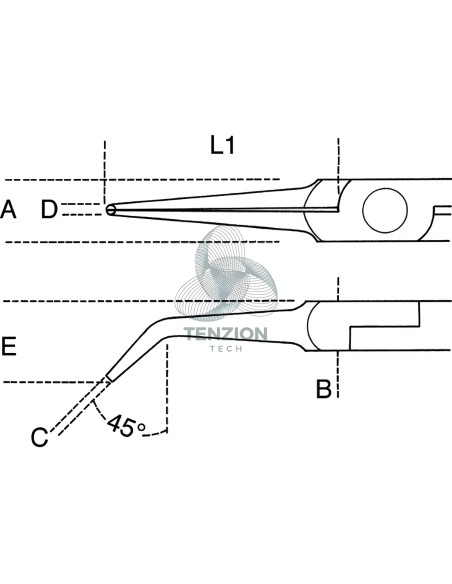 Pinza Per Elettronica Becchi Mezzotondi Lunghi Lisci Rastremati Piegati Impugnatura Bimateriale