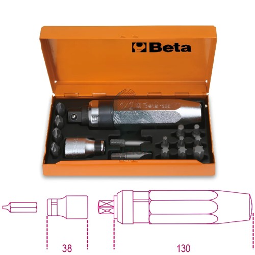 Set Giravite A Percussione 1/2" Con Inserti E Bussola Portainserti