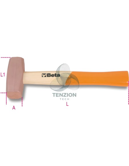 Mazzuola Testa In Rame Manico In Legno