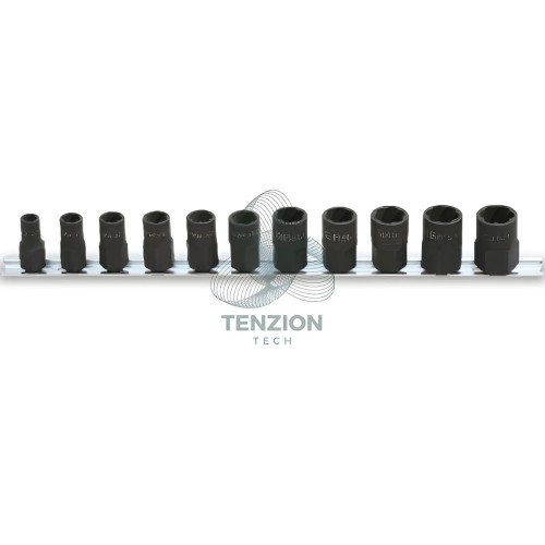 Set 11 Estrattori Per Dadi Destrorsi Danneggiati Attacco Quadro 3/8" 1/2" 8-19mm