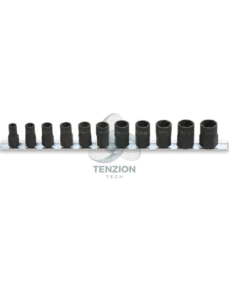 Set 11 Estrattori Per Dadi Destrorsi Danneggiati Attacco Quadro 3/8" 1/2" 8-19mm