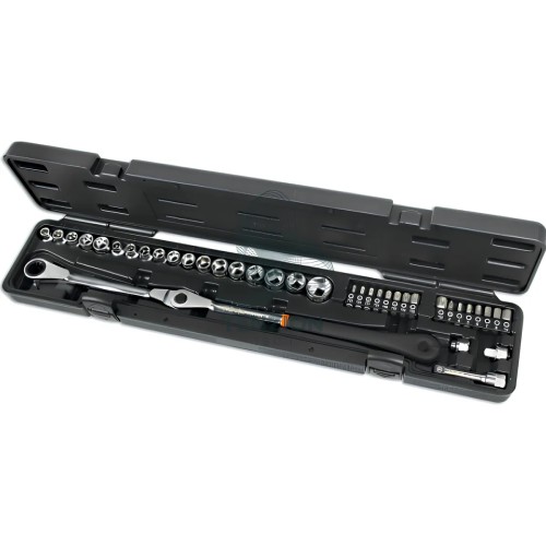Set Chiave Cricchetto Orientabile Bussole Ribassate Per Tendicinghia 3/8"