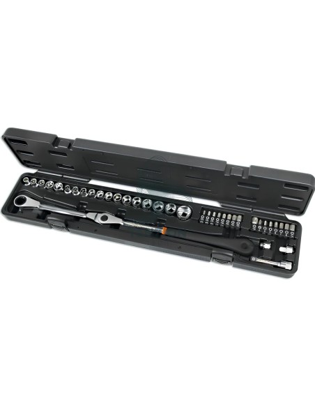 Set Chiave Cricchetto Orientabile Bussole Ribassate Per Tendicinghia 3/8"