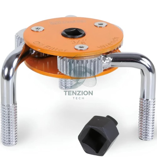 Chiave Autoregolabile Tre Bracci Per Filtri Olio Destrorsa Sinistrorsa 3/8" 1/2" Ø72-127mm