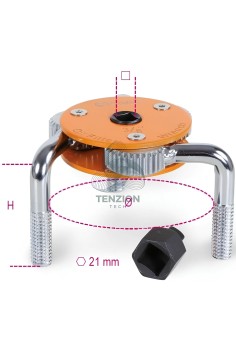 Chiave Autoregolabile Tre Bracci Per Filtri Olio Destrorsa Sinistrorsa 3/8" 1/2" Ø72-127mm 2