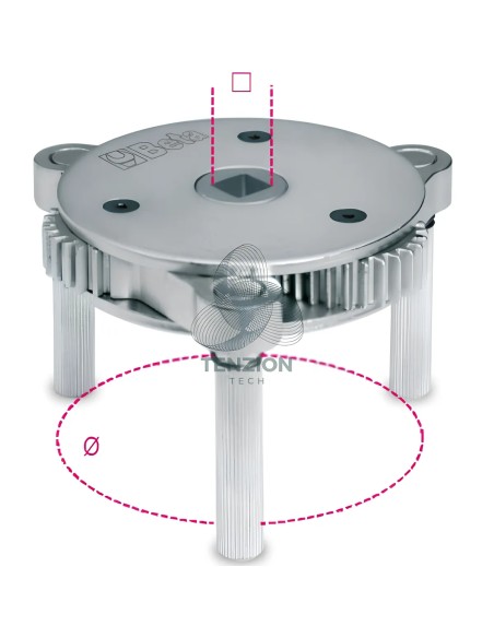 Chiave Autoregolabile Tre Bracci Per Filtri Olio Destrorsa Sinistrorsa 1/2" Ø105-165mm