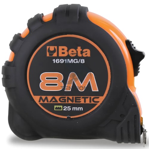 Flessometro Magnetico Cassa Bimateriale Abs Antiurto Nastro Acciaio Classe Precisione II
