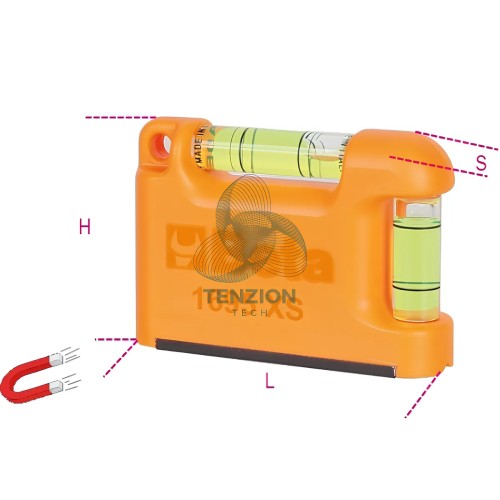 Livella Tascabile Magnetica Alluminio Profilato 2 Fiale Infrangibili Precisione 1mm/m