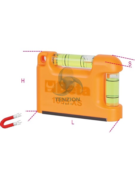Livella Tascabile Magnetica Alluminio Profilato 2 Fiale Infrangibili Precisione 1mm/m