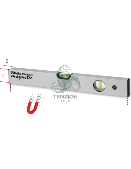 Livella Magnetica Alluminio Profilato Anodizzato 2 Fiale Infrangibili Precisione 1mm/m