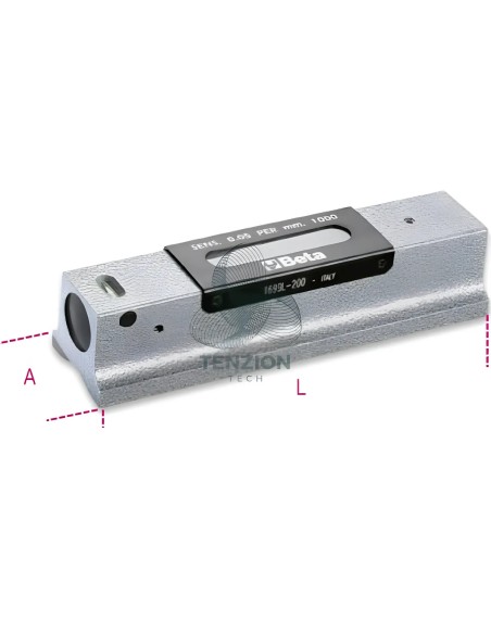 Livella Lineare Prismatica Rettificata Ghisa 2 Fiale Infrangibili Precisione 0,05mm/m