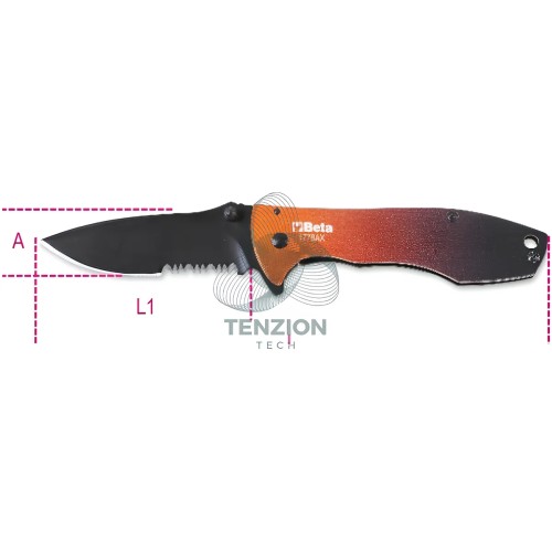 Coltello A Serramanico Impugnatura Alluminio Lama Acciaio Inox Seghettata