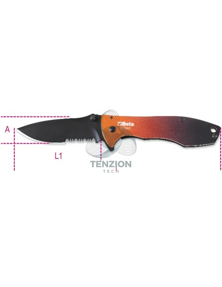Coltello A Serramanico Impugnatura Alluminio Lama Acciaio Inox Seghettata