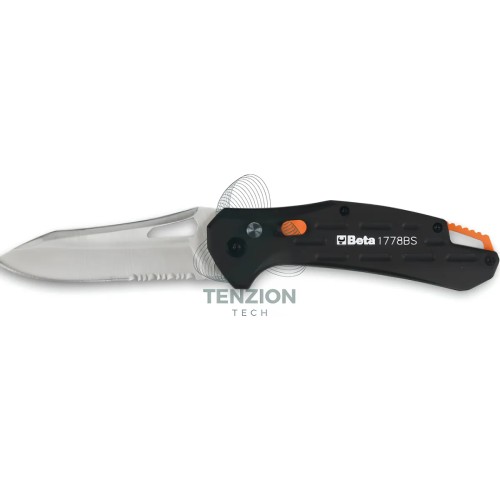 Coltello A Serramanico Lama Acciaio Inox Seghettata Finitura Carbon