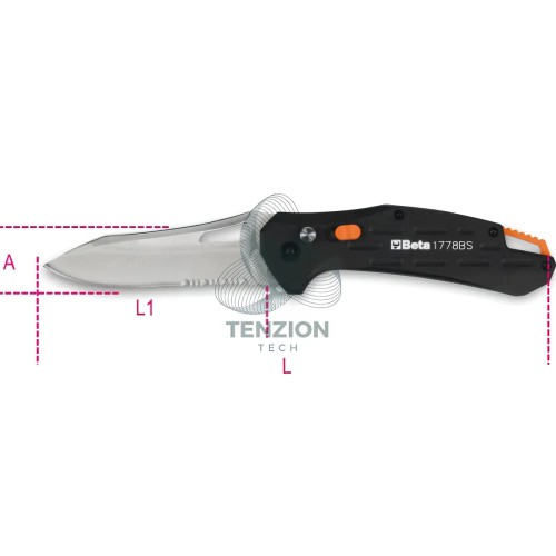 Coltello A Serramanico Lama Acciaio Inox Seghettata Finitura Carbon