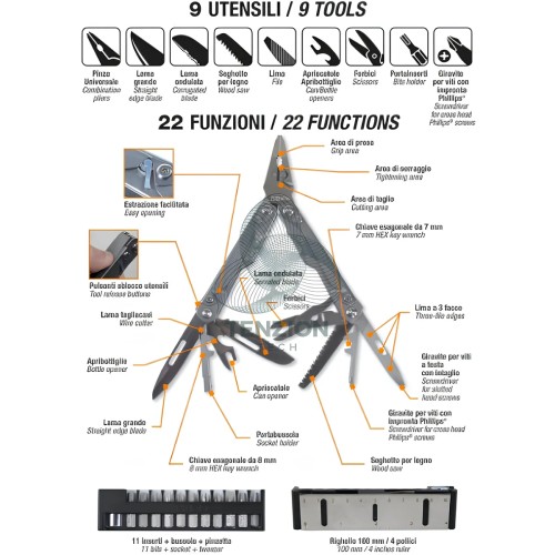 Utensile Multifunzione Con Inserti E Fodero