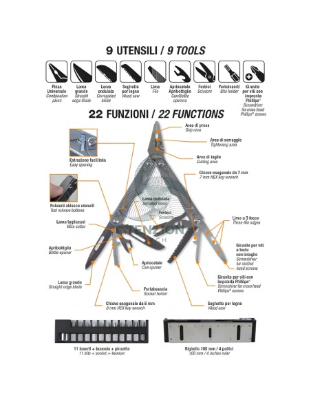 Utensile Multifunzione Con Inserti E Fodero