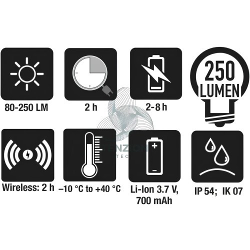 Torcia Led Ricarica Wireless 250Lm
