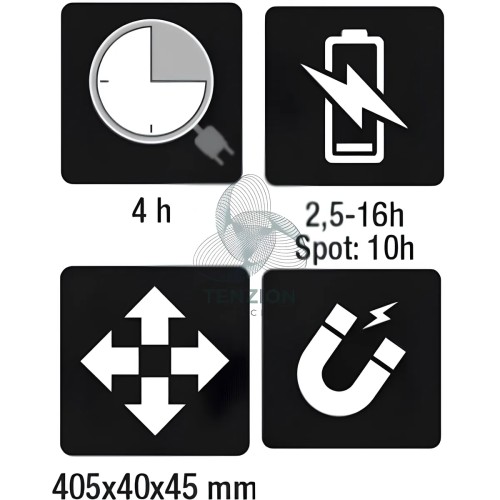 Lampada Led Ricaricabile Magnetica Snodata Orientabile 180° 800Lm