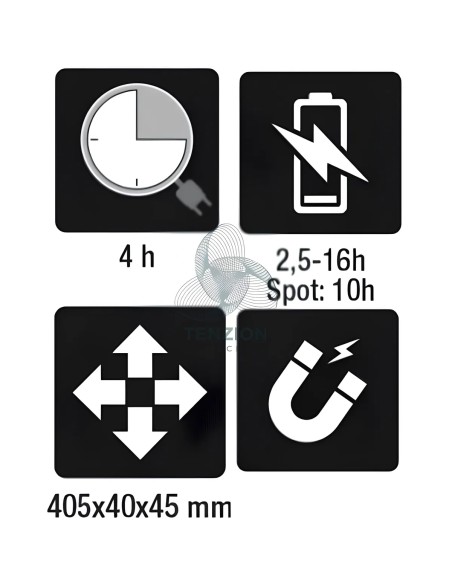 Lampada Led Ricaricabile Magnetica Snodata Orientabile 180° 800Lm
