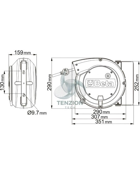 Avvolgitore Automatico Con Cavo 3Gx1,5mm² Presa SCHUKO