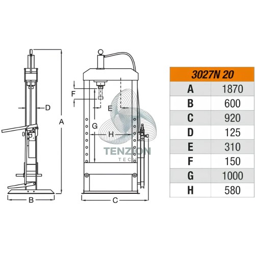 Pressa Idraulica Pistone Mobile 20T