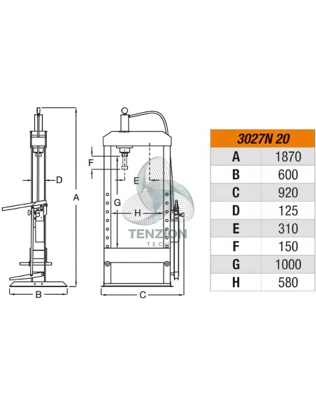 Pressa Idraulica Pistone Mobile 20T