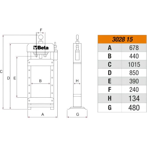 Pressa Idraulica Con Pistone Mobile 15T