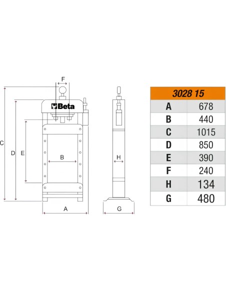Pressa Idraulica Con Pistone Mobile 15T