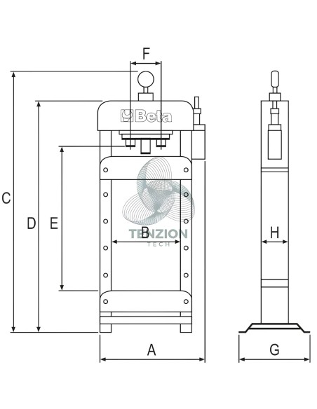 Pressa Idraulica Con Pistone Mobile Ed Argano 50T