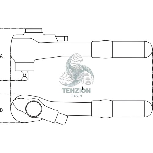 Cricchetto Reversibile Con Sistema Di Bloccaggio Attacco Quadro Maschio 1/2" Isolato 1000V