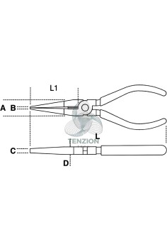 Pinza A Becchi Piatti Lunghissimi Dritti Isolata 1000V 2