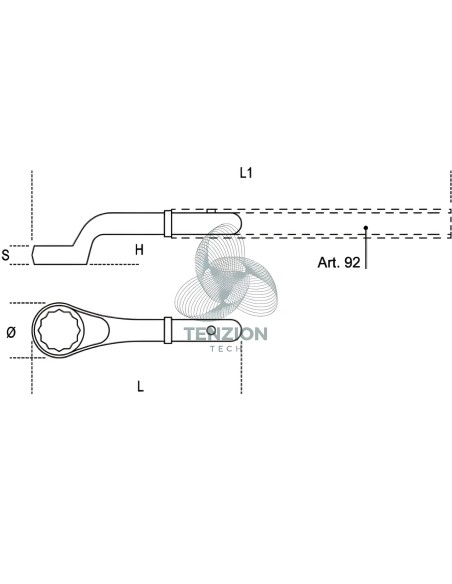 Chiave Poligonale Curva Con Sistema Anticaduta H-SAFE