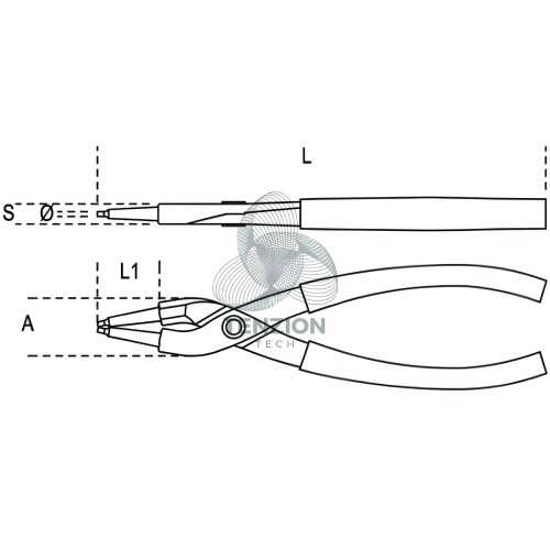 Pinza A Becchi Dritti Per Anelli Elastici Fori Manici PVC Antiscivolo Con Sistema Anticaduta H-SAFE