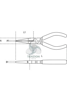 Pinza A Becchi Mezzotondi Lunghissimi Dritti Zigrinati Impugnatura Bimateriale Con Sistema Anticaduta H-SAFE 2